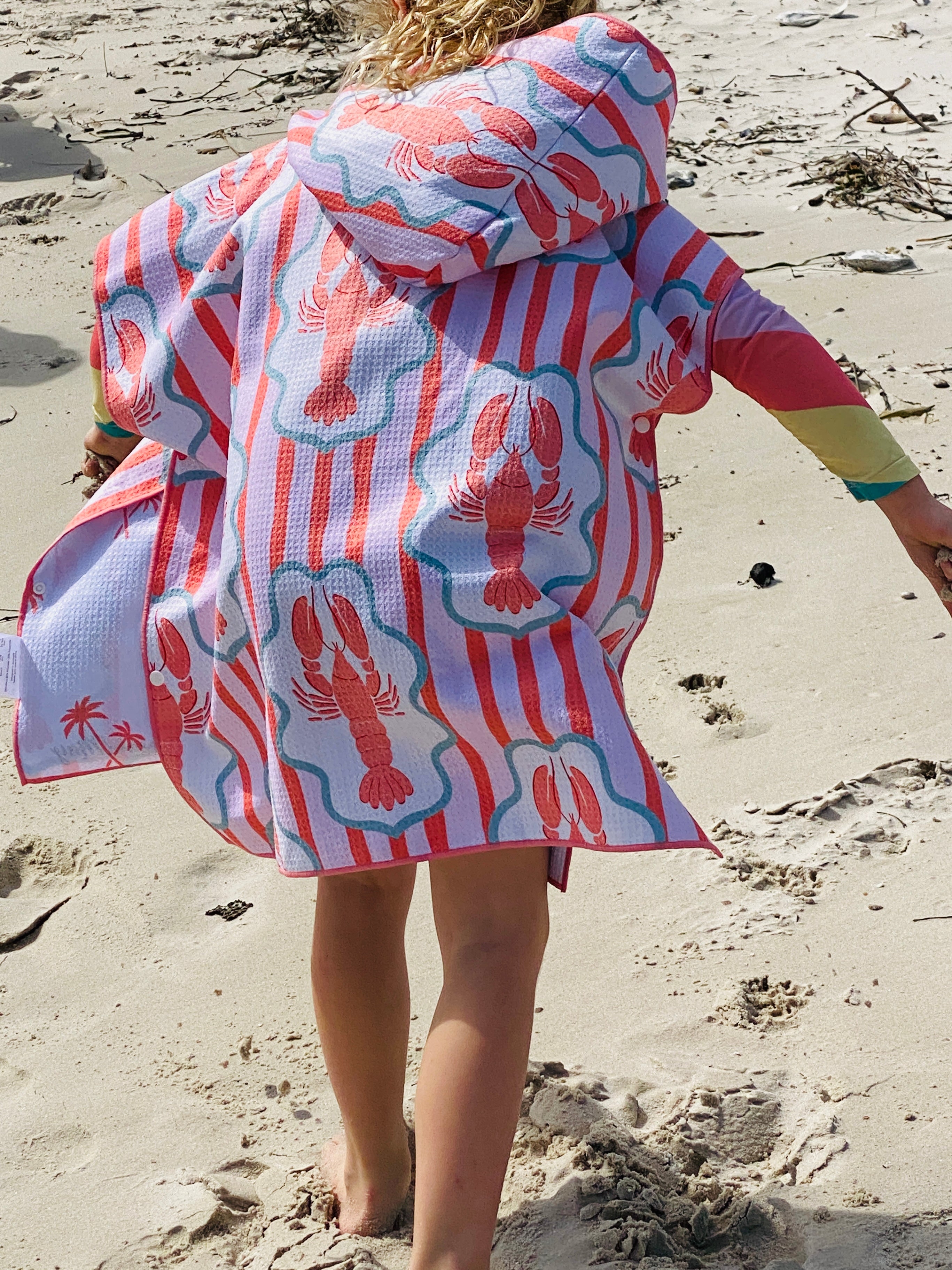 Kids Hooded Sand Free Beach Towel | Lobster