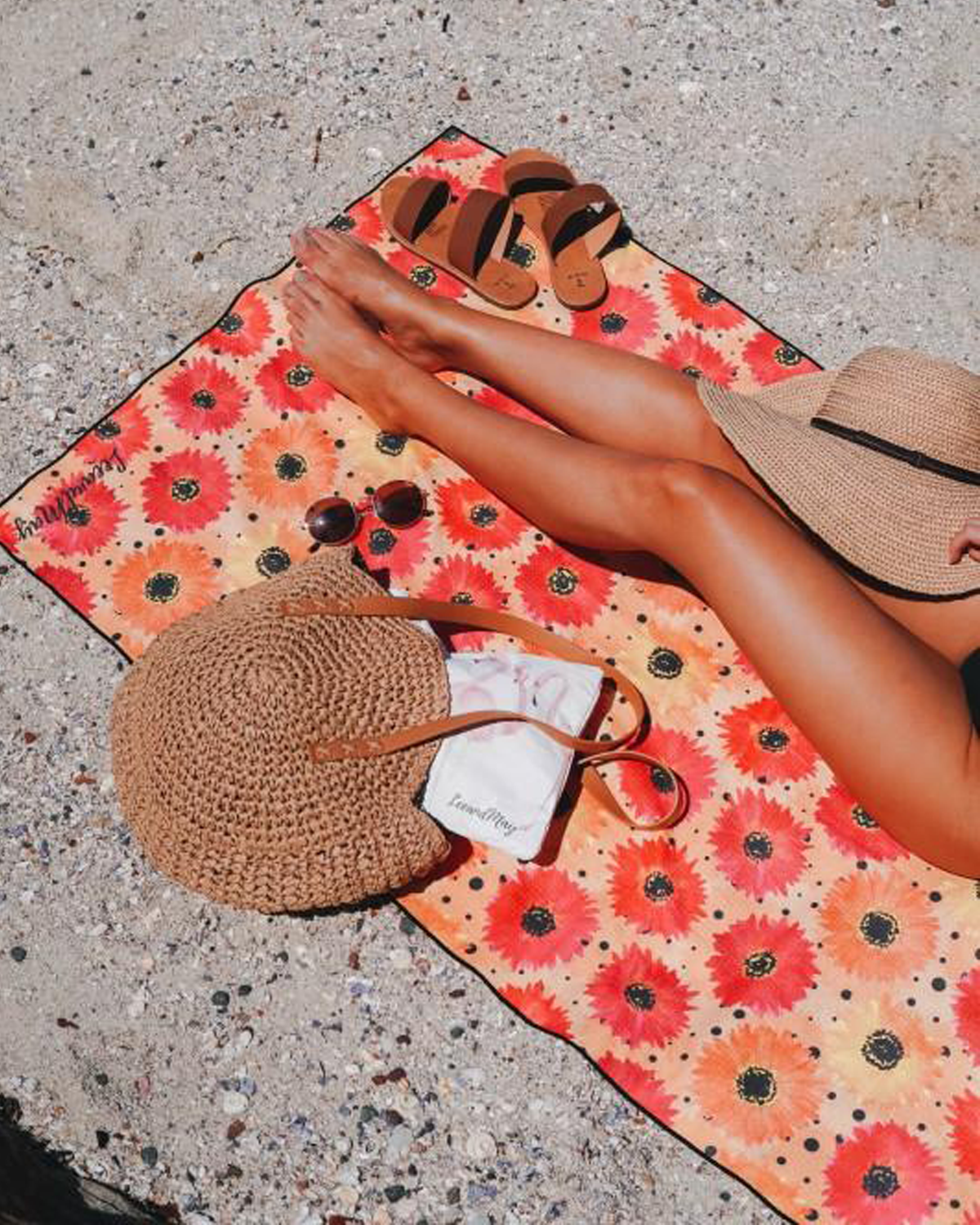 Daisy Orange | Sand Free Beach Towel | Lee and May