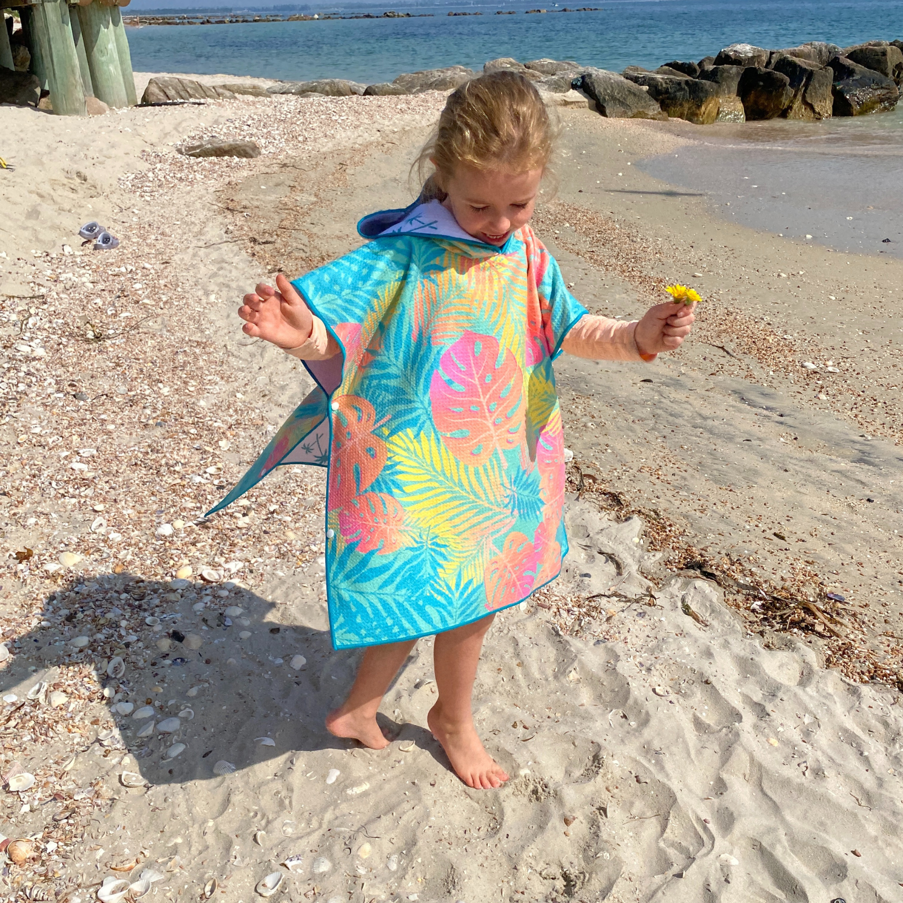 Tropical Breeze | Kids Hooded Sand Free Beach Towel