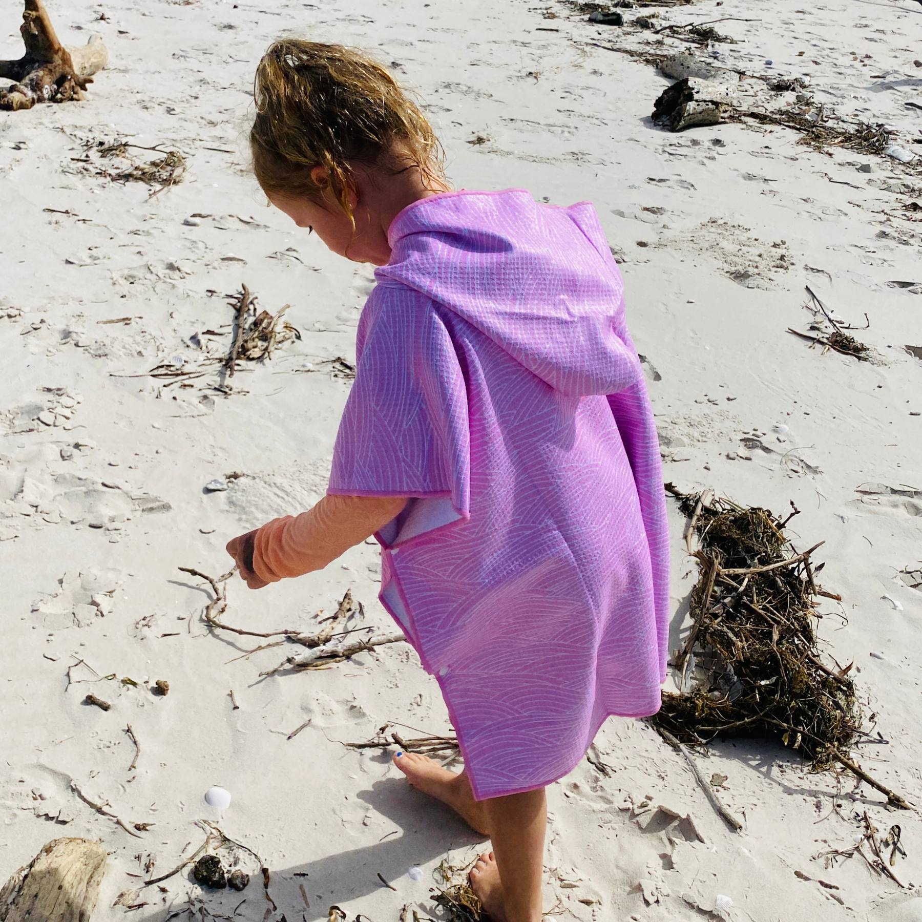 Sunset Swirl | Kids Hooded Sand Free Beach Towel