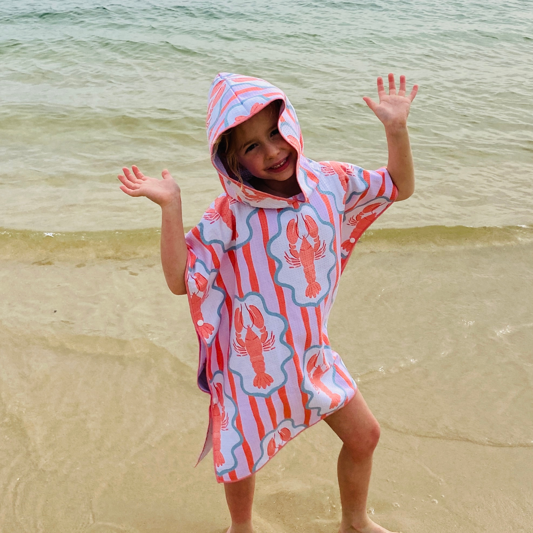 Kids Hooded Sand Free Beach Towel | Lobster