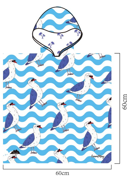Greg the Seagull | Kids Hooded Sand Free Beach Towel | Lee and May