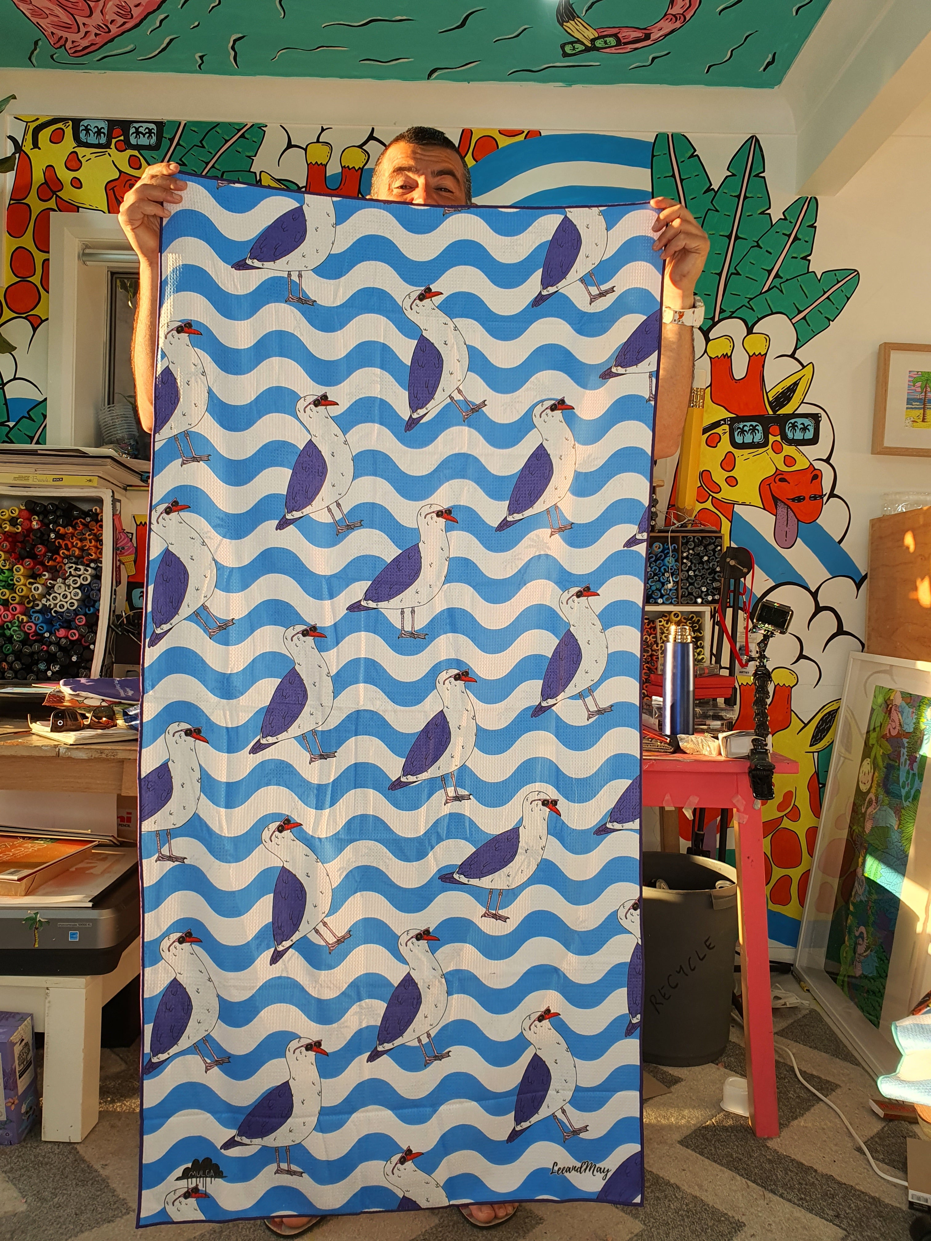 Greg the Seagull - Mulga Design | Sand Free Beach Towel | Lee and May